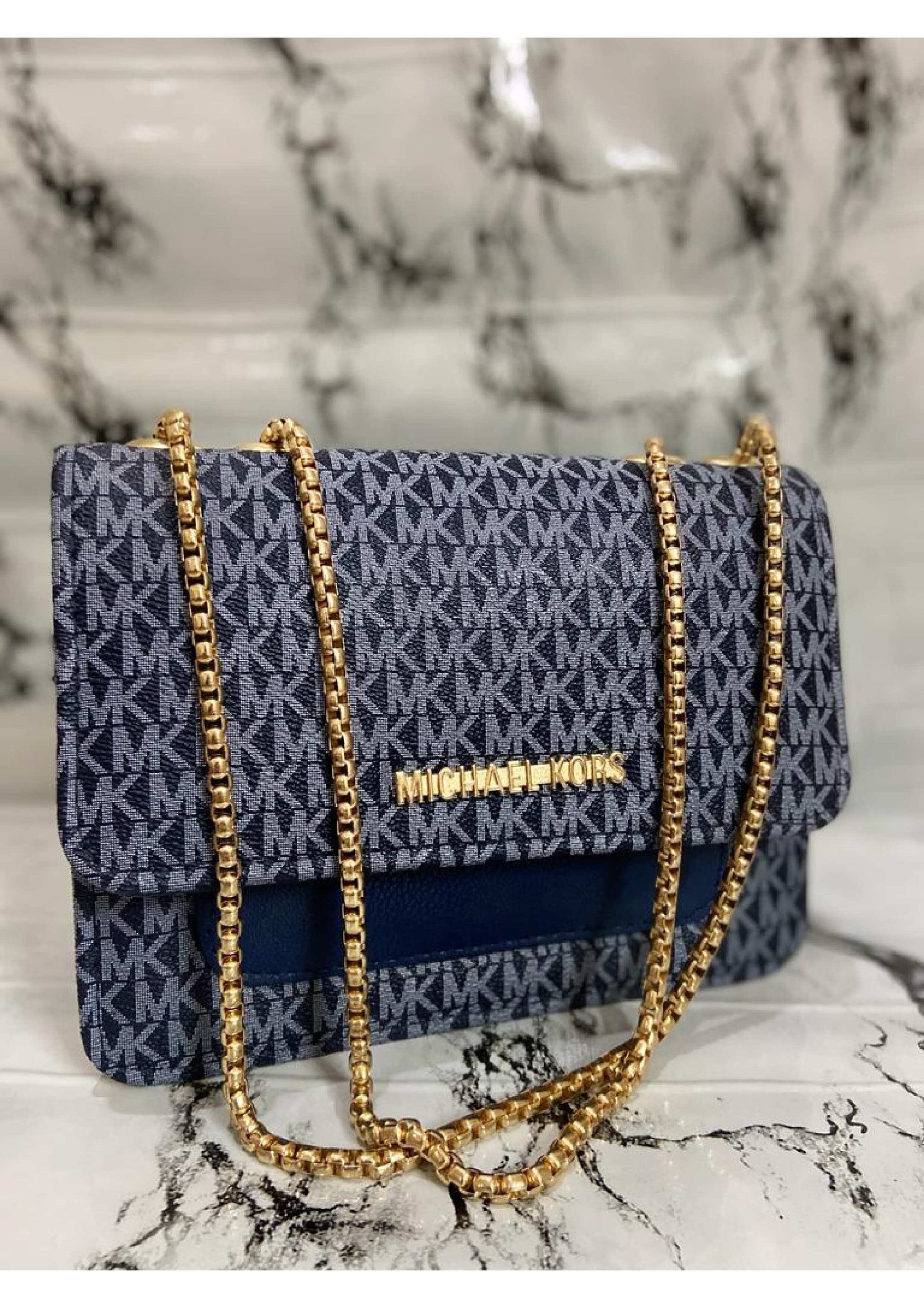 MICHAEL KORS NAVY BLUE MASTER  PIECE CROSS BODY BAG