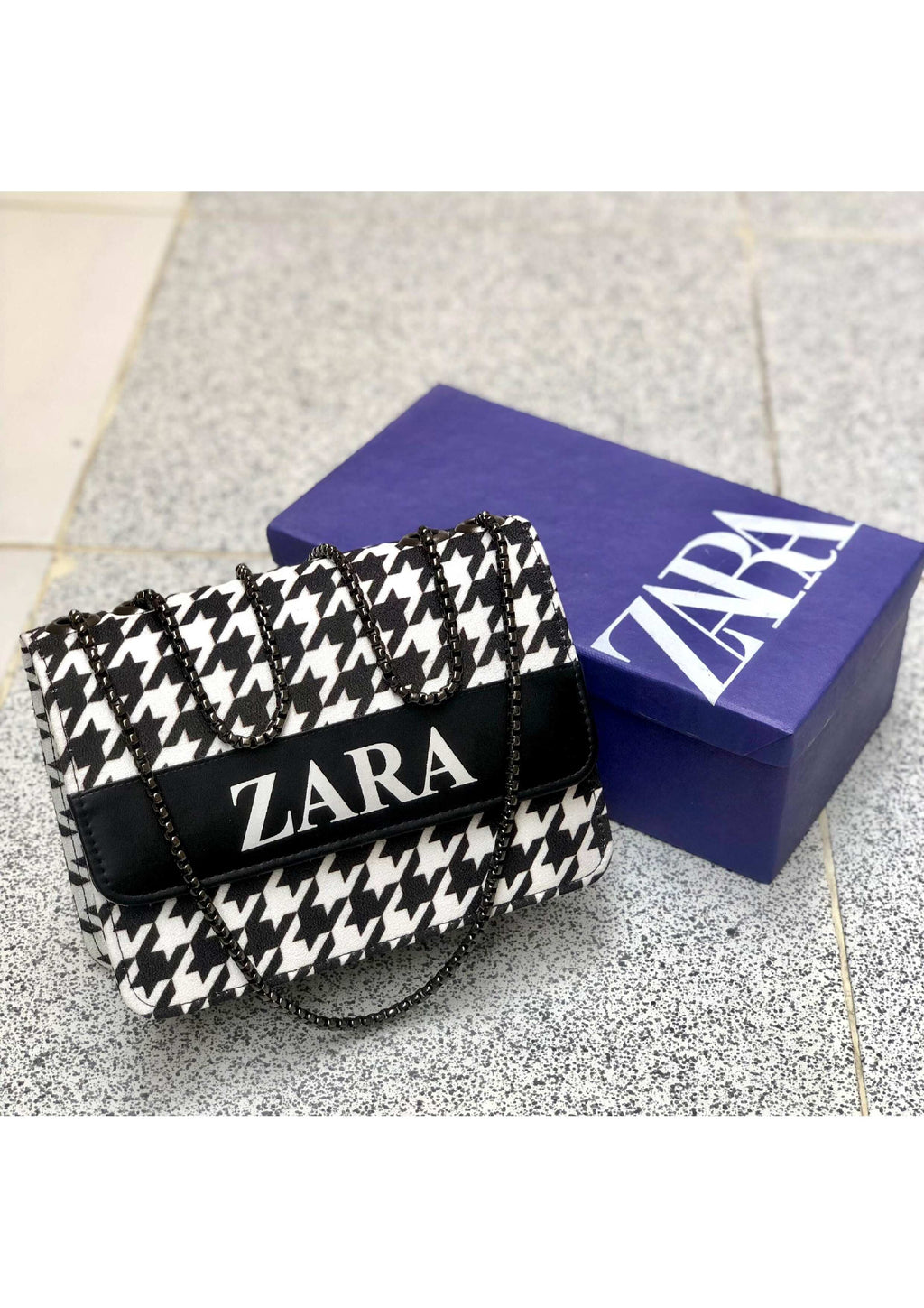 ZARA CHECKERED MASTER PIECE CROSS BODY BAG.
