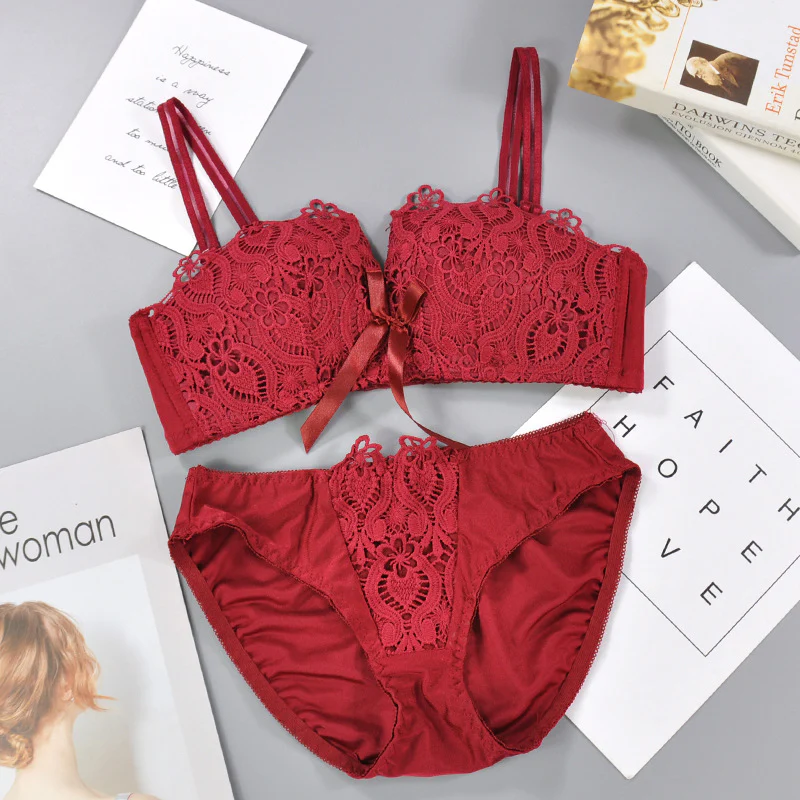 Half Cup Bow Style Soft Cup Net Bra ( Bra with Panty )