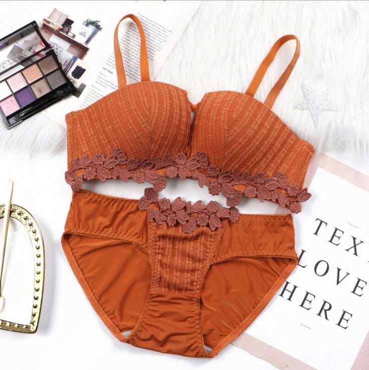 Lower Lace Half Cup Soft Medium Padded Bra ( Bra with Panty )