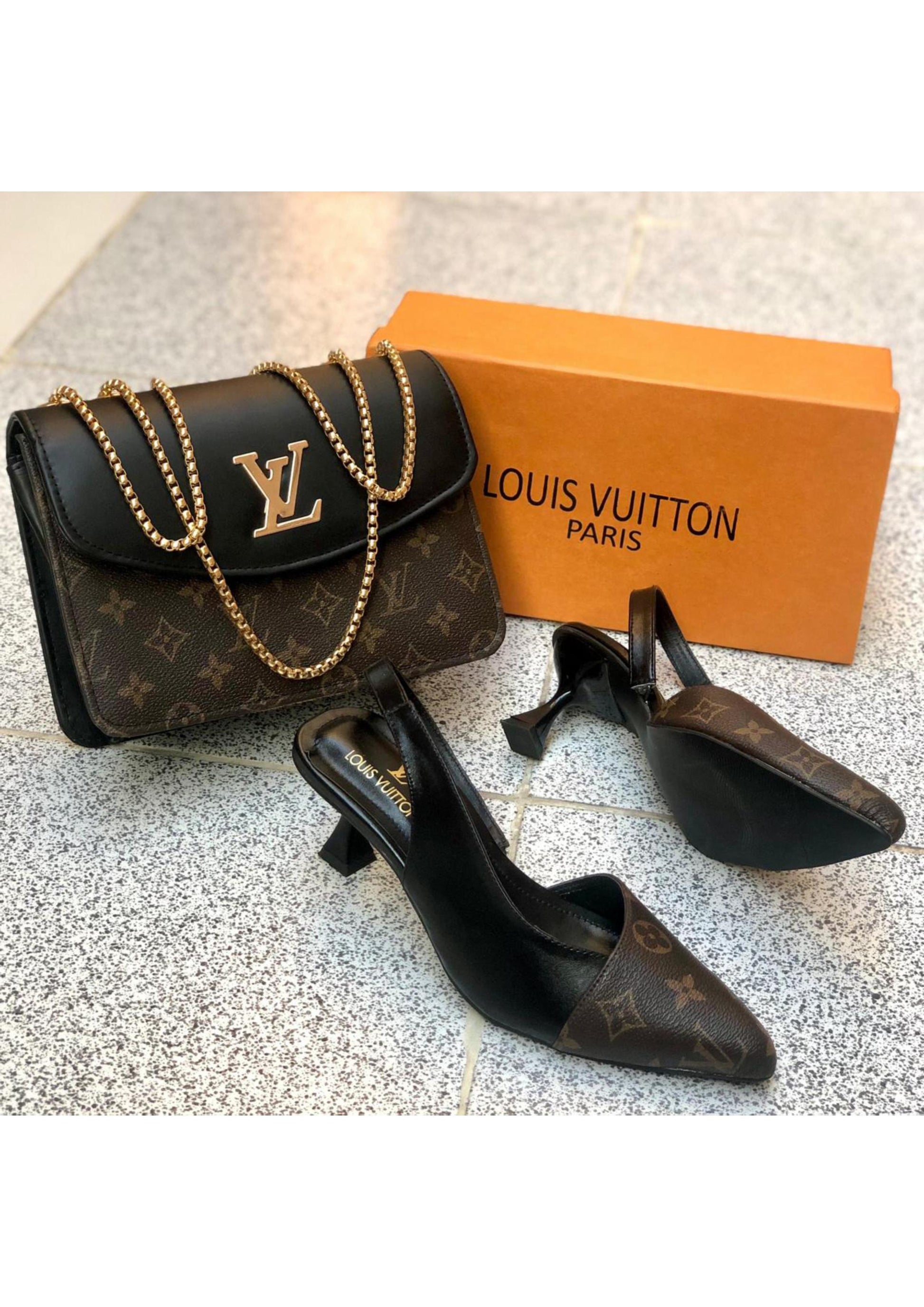 COMBO DEAL LV PACK OF 2 CROSS BODY BAG & HEELS SHOES.