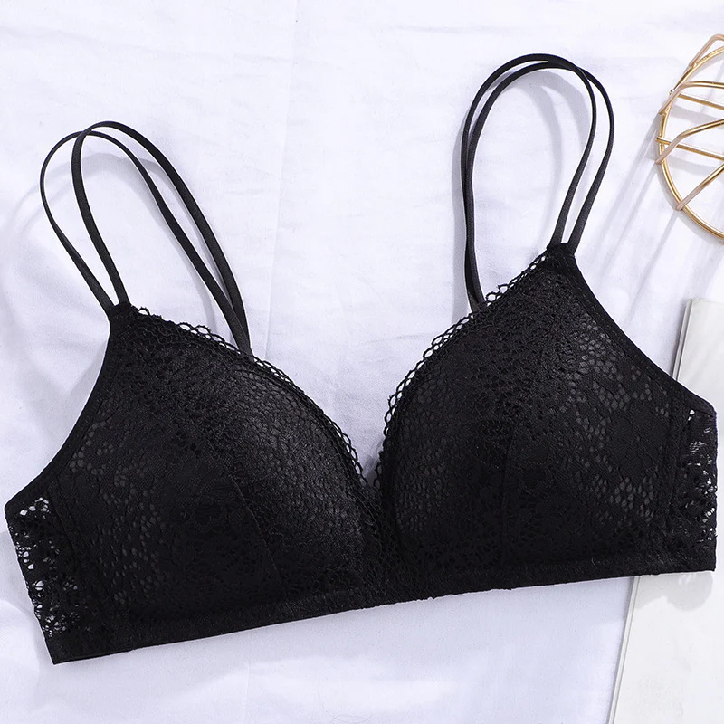 Double Stripped Laced Light Padded Daily Wear Bra