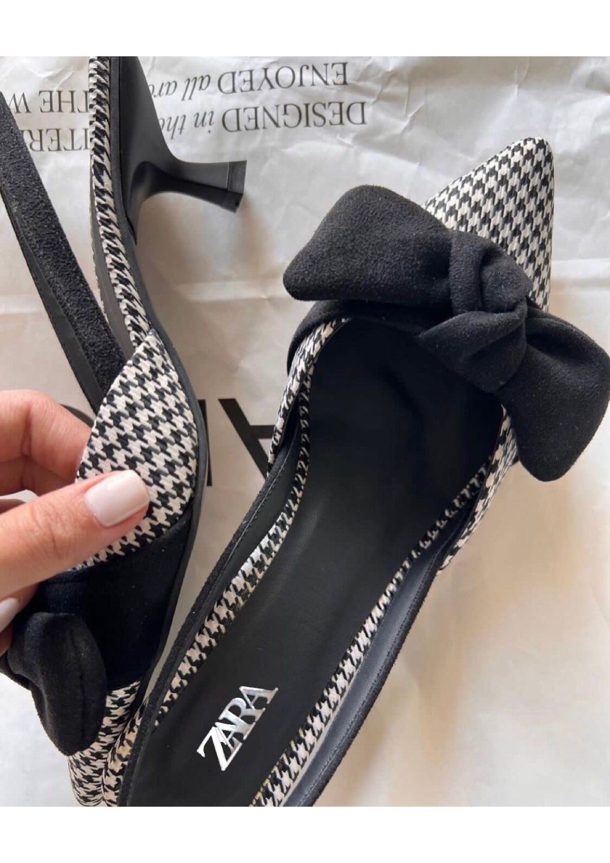 ZARA BLACK & WHITE CHECKERED HEELS