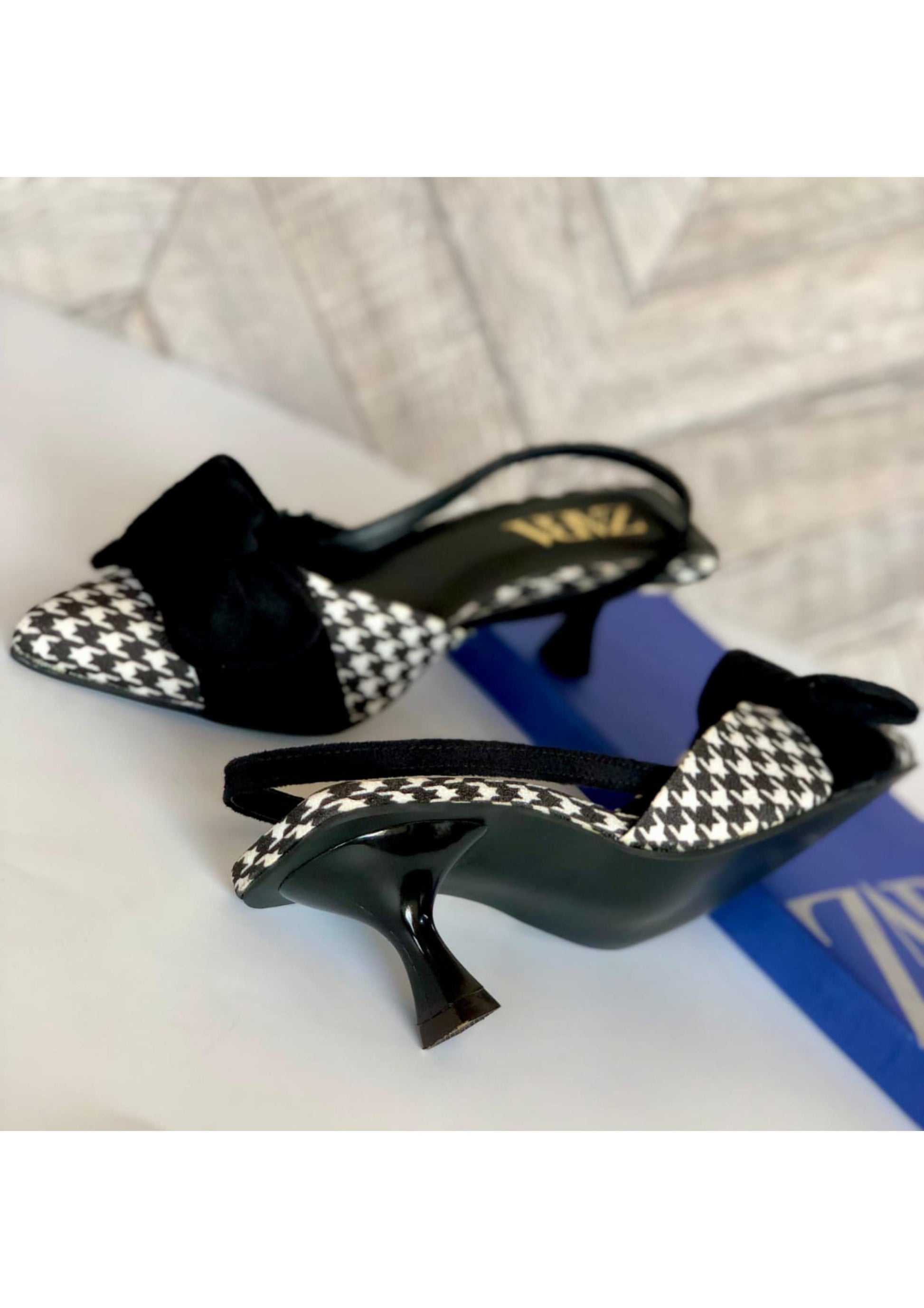 ZARA BLACK & WHITE CHECKERED HEELS