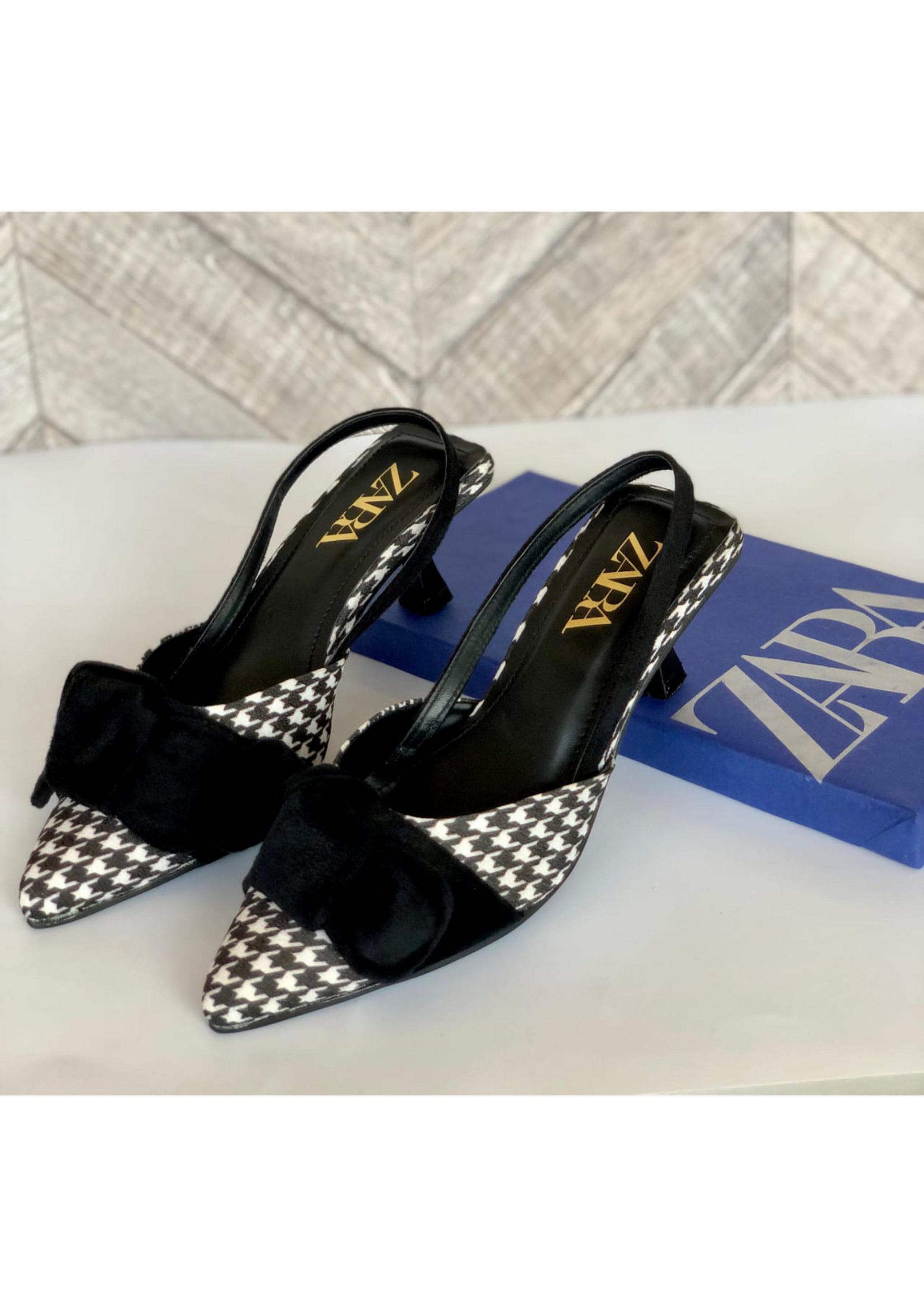 ZARA BLACK & WHITE CHECKERED HEELS