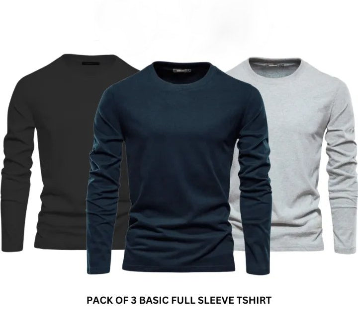 Pack Of 3 Round Neck Full Sleeves Tees