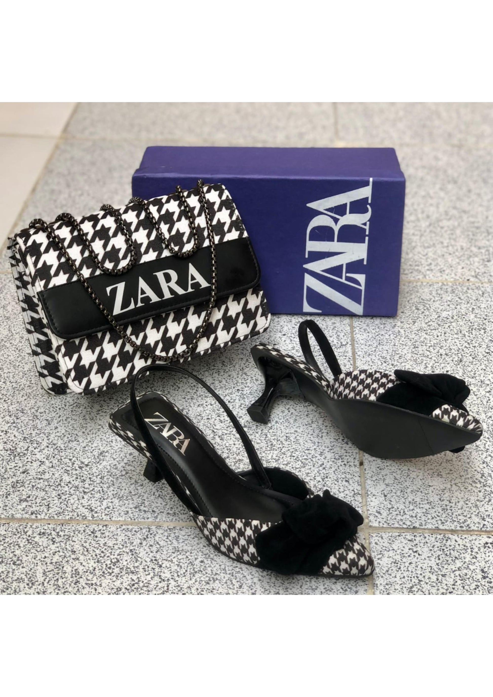 COMBO DEAL ZARA PACK OF 2 CROSS BODY BAG & HEELS SHOES.