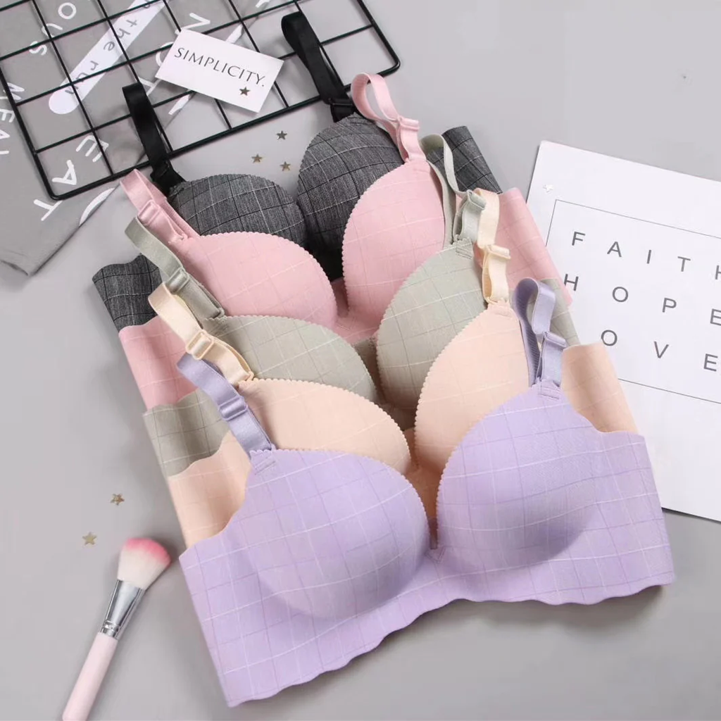 Single Padded Very Soft Check Design Foamy T-Shirt Bra