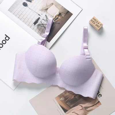 Single Padded Very Soft Check Design Foamy T-Shirt Bra