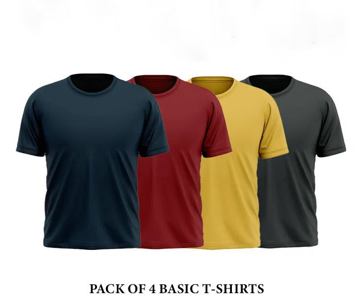 Pack Of 4 Multicolor Round Neck Tees