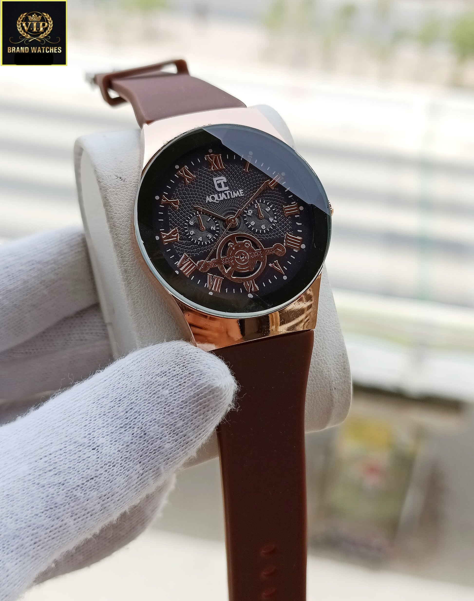 Men Leather Strap Aquatime Premium Watch AZ-06