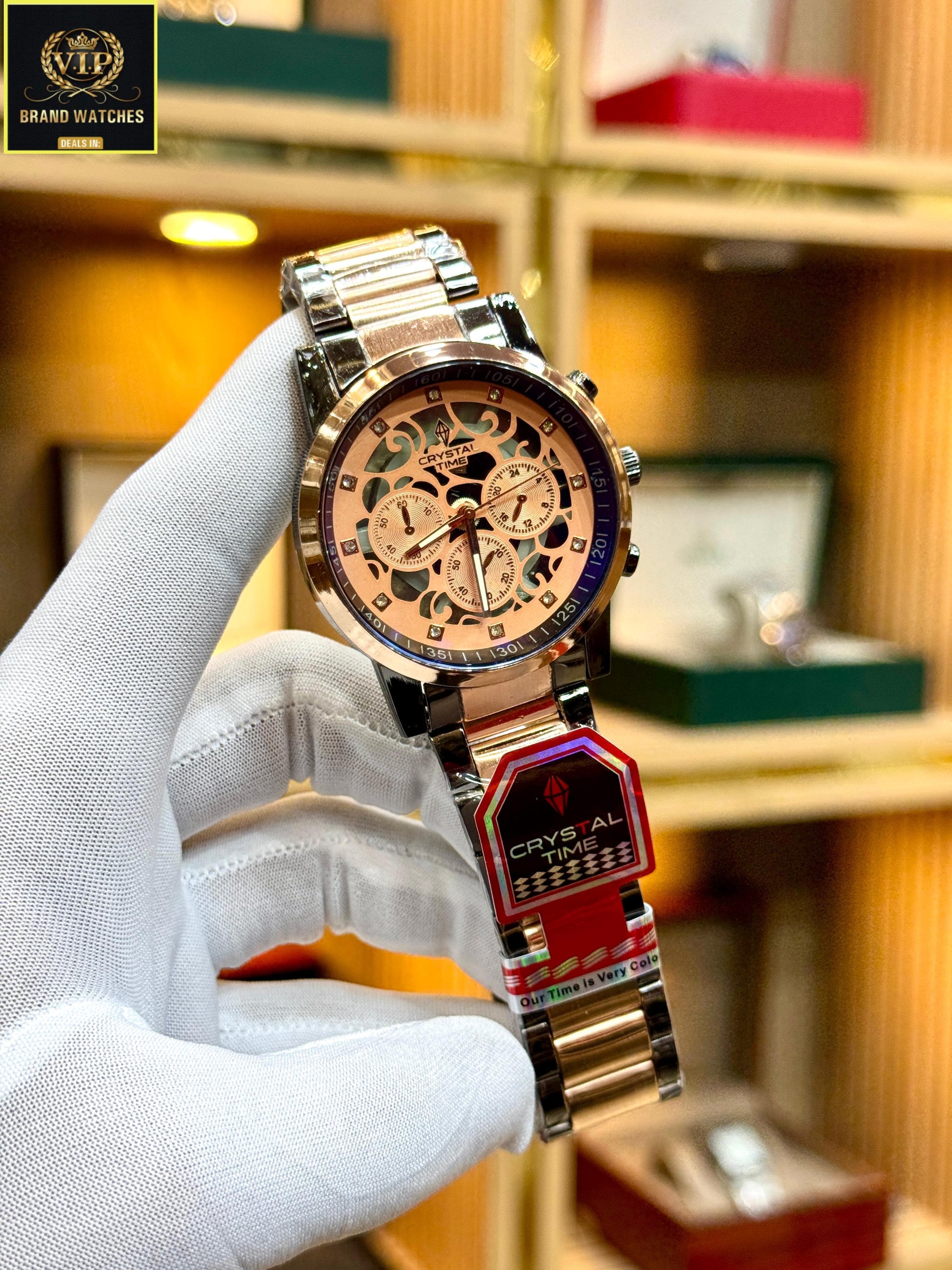 Premium Men Crystal Time Chain Watch AZ-010