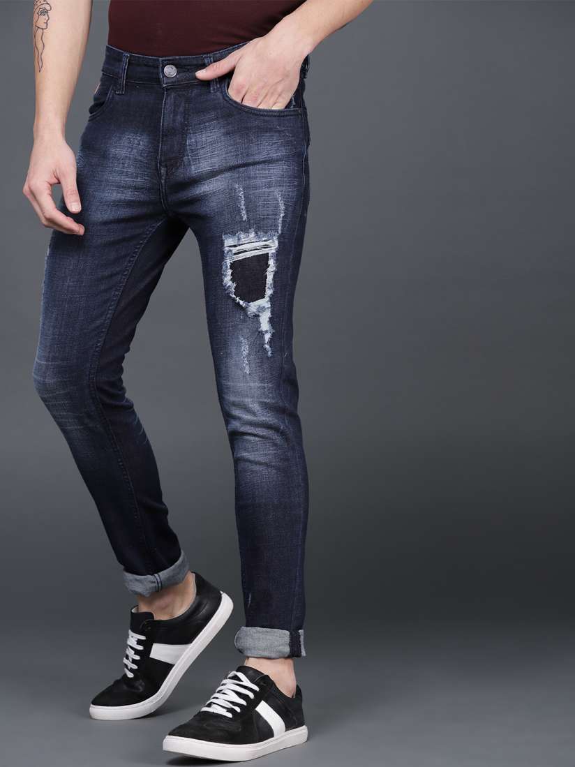 Grey Denim Damage Jean's For Men