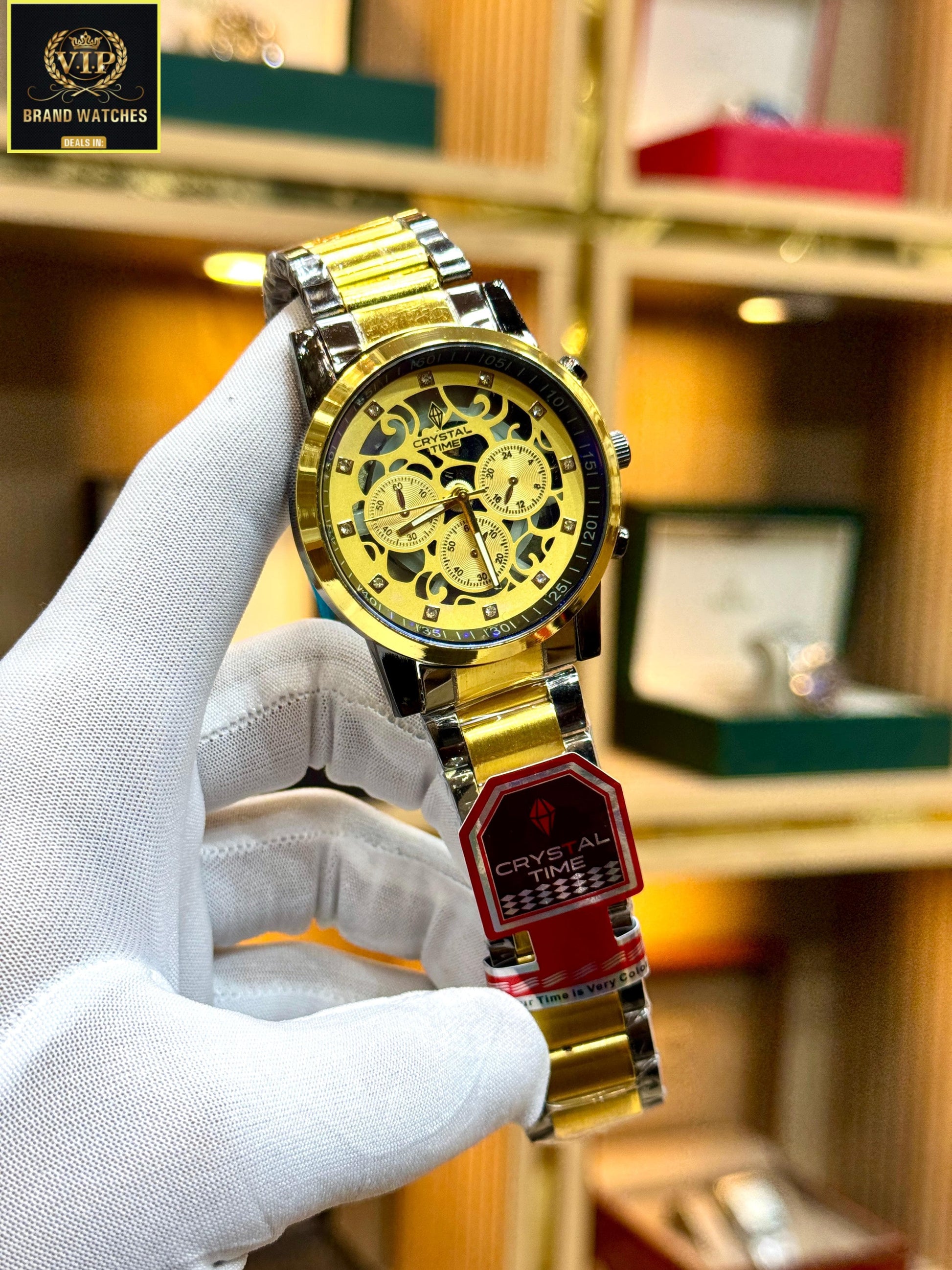 Premium Men Crystal Time Chain Watch AZ-011
