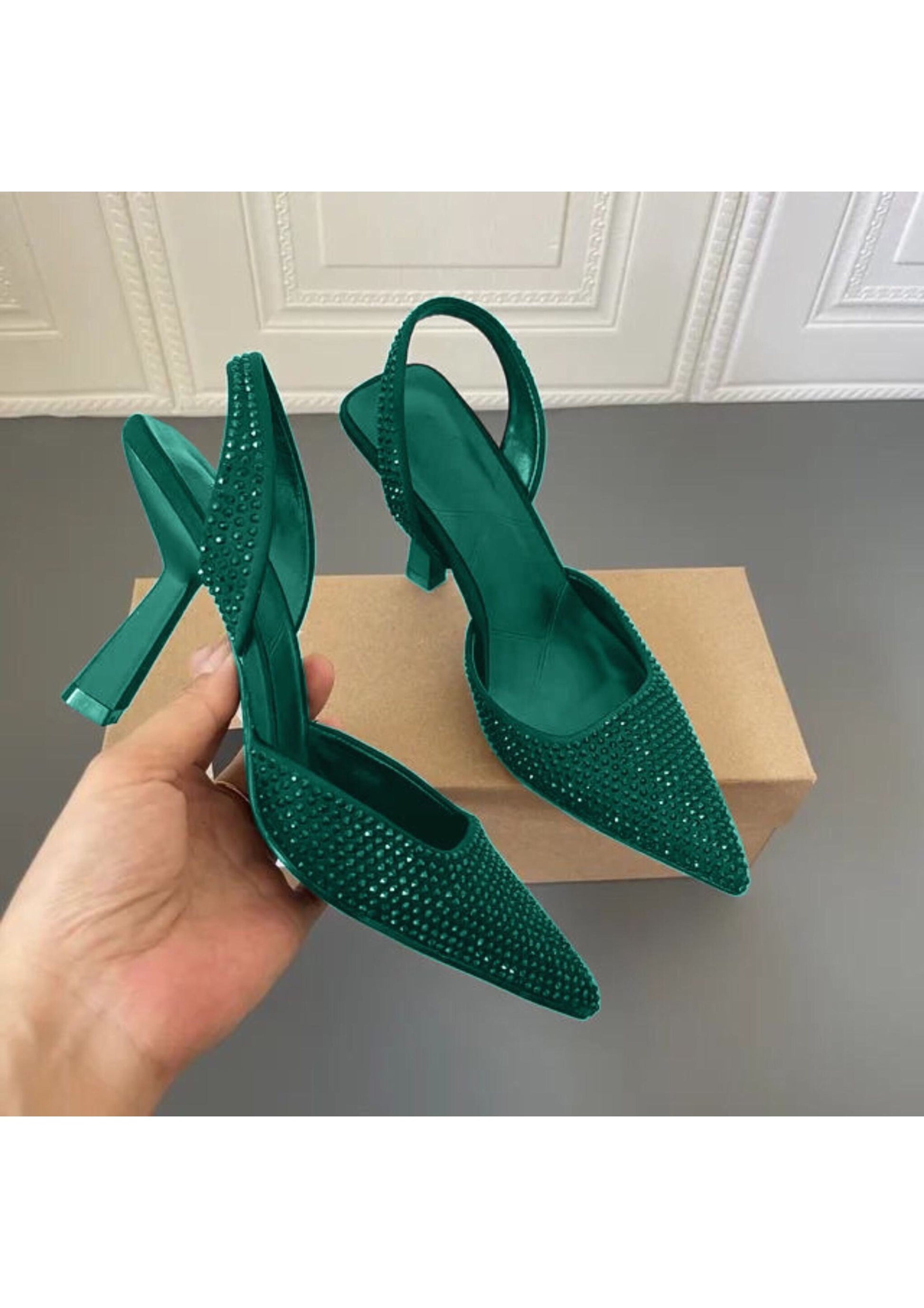 Green Zara Heel Sandals