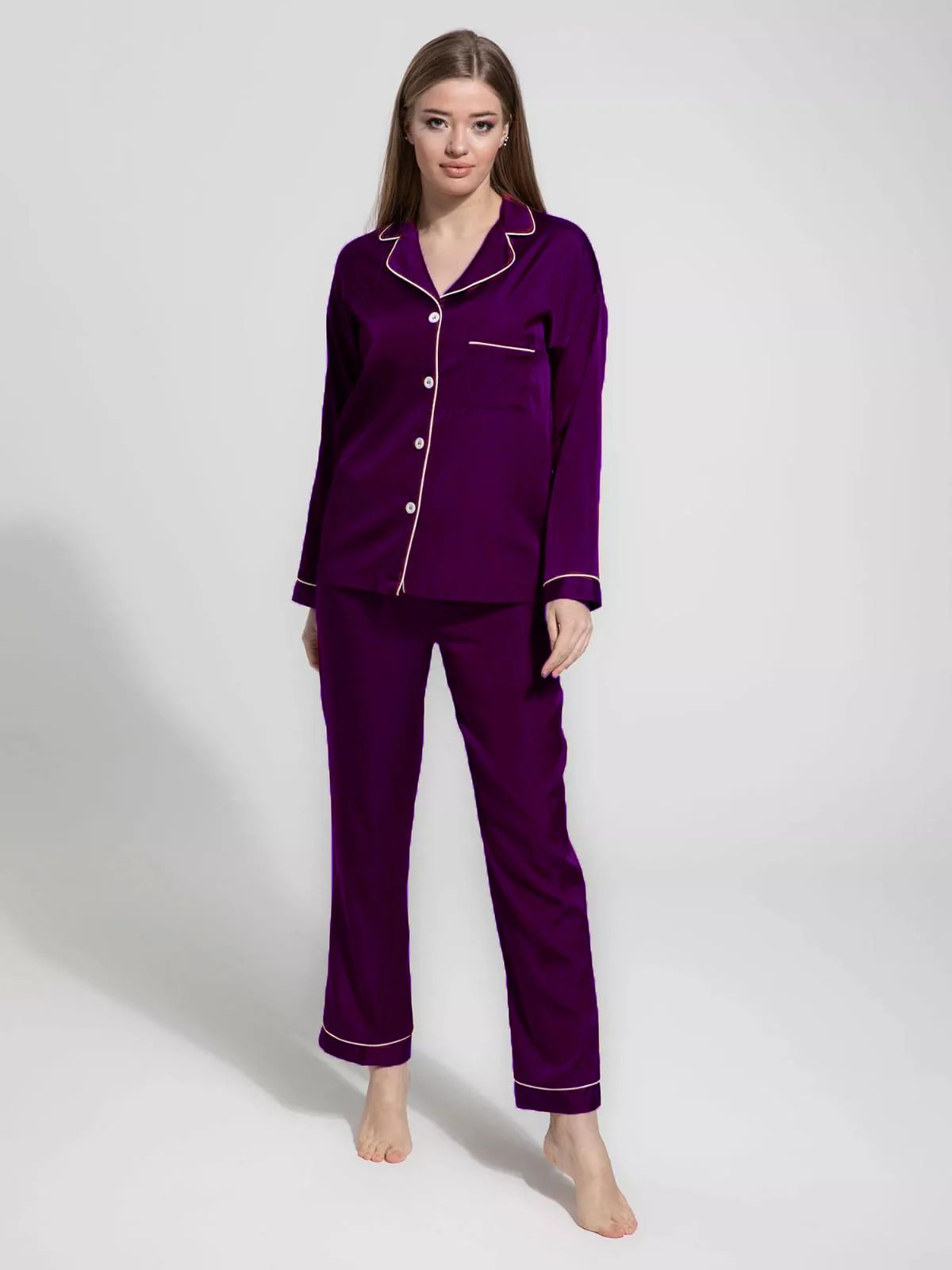 Purple Silk Night Suit For Women