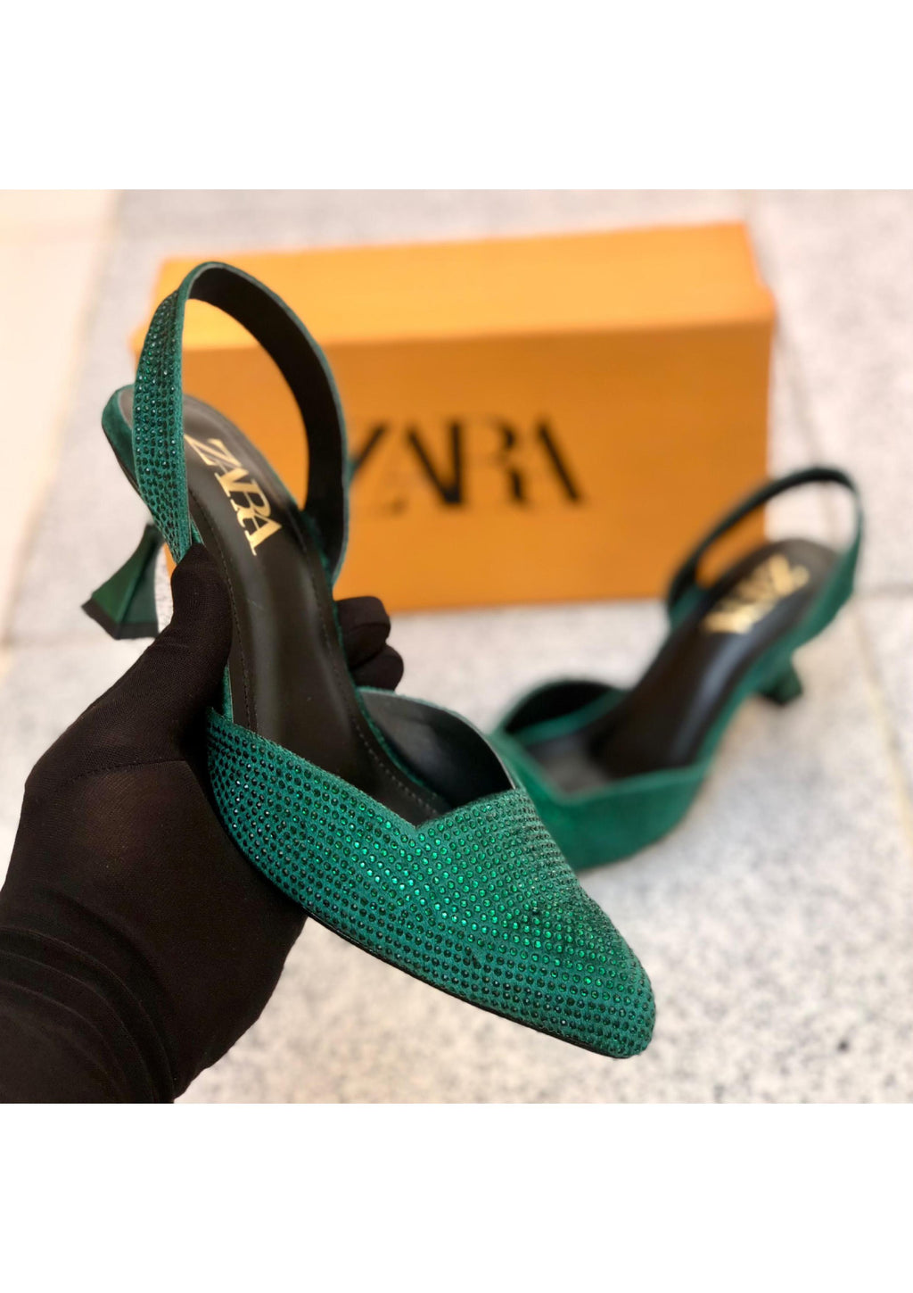 Green Zara Heel Sandals