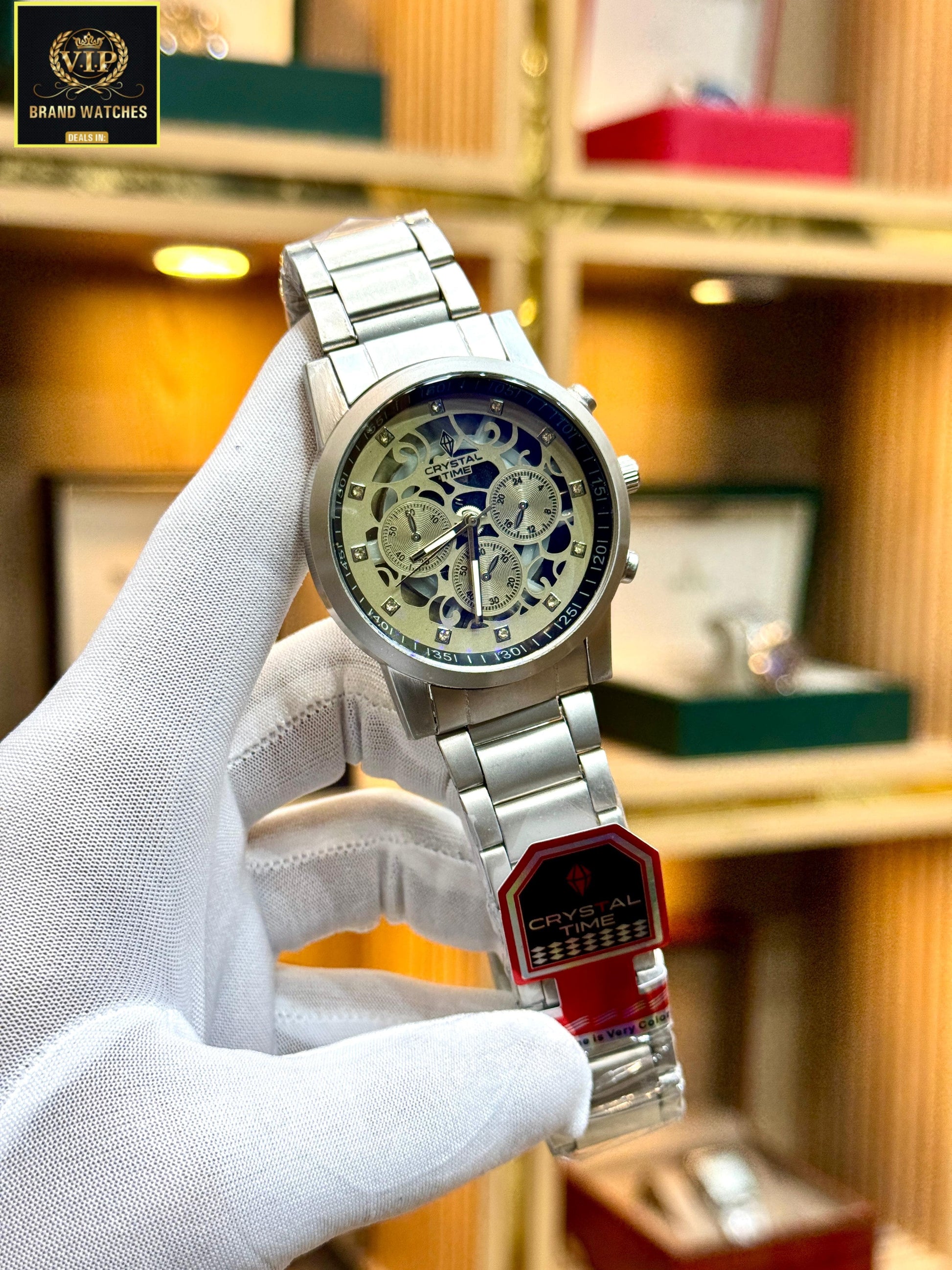 Premium Men Crystal Time Chain Watch AZ-012