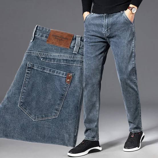 Grey Stright Denim Jean's For Men