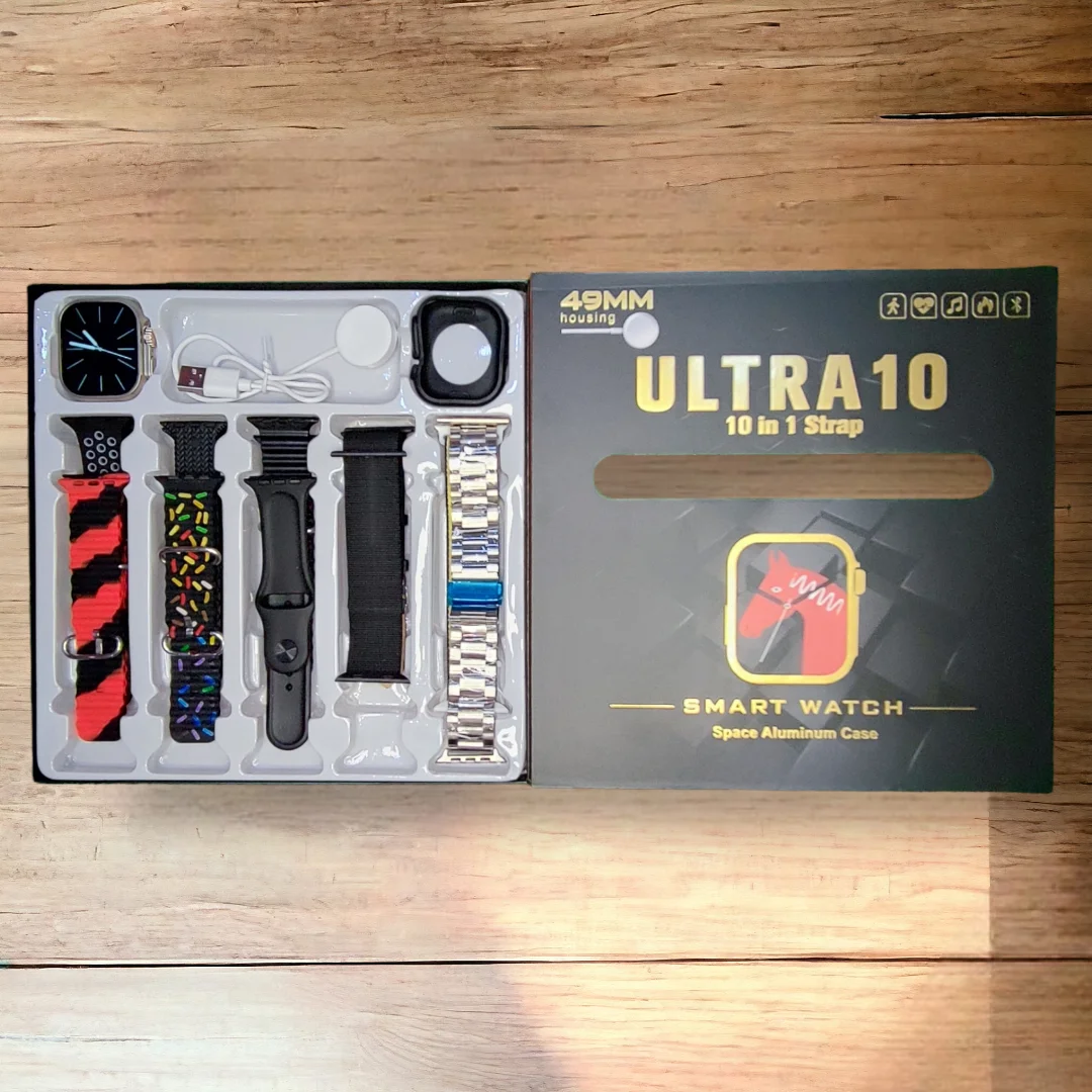 Ultra 10 in 1 Strap Smartwatch ( 10 Straps + Silicone Case ) Full HD BIG DISPLAY ULTRA 9 SMART WATCH