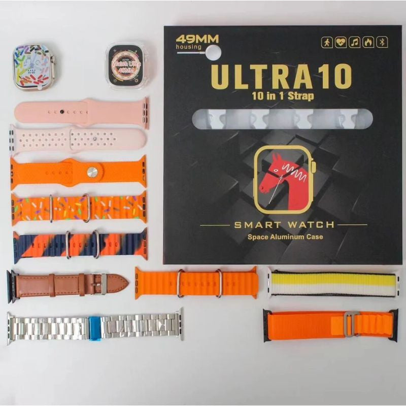 Ultra 10 in 1 Strap Smartwatch ( 10 Straps + Silicone Case ) Full HD BIG DISPLAY ULTRA 9 SMART WATCH