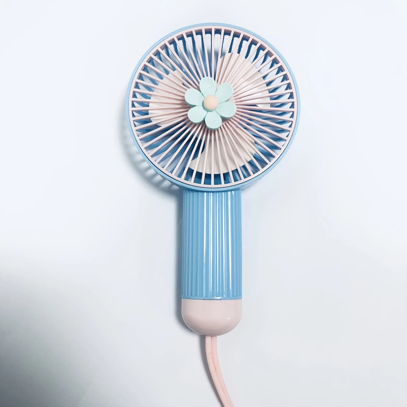 Chic Floral Handheld Fan with USB Rechargeable Battery, 3-Speed Adjustable Wind, Portable & Stylish