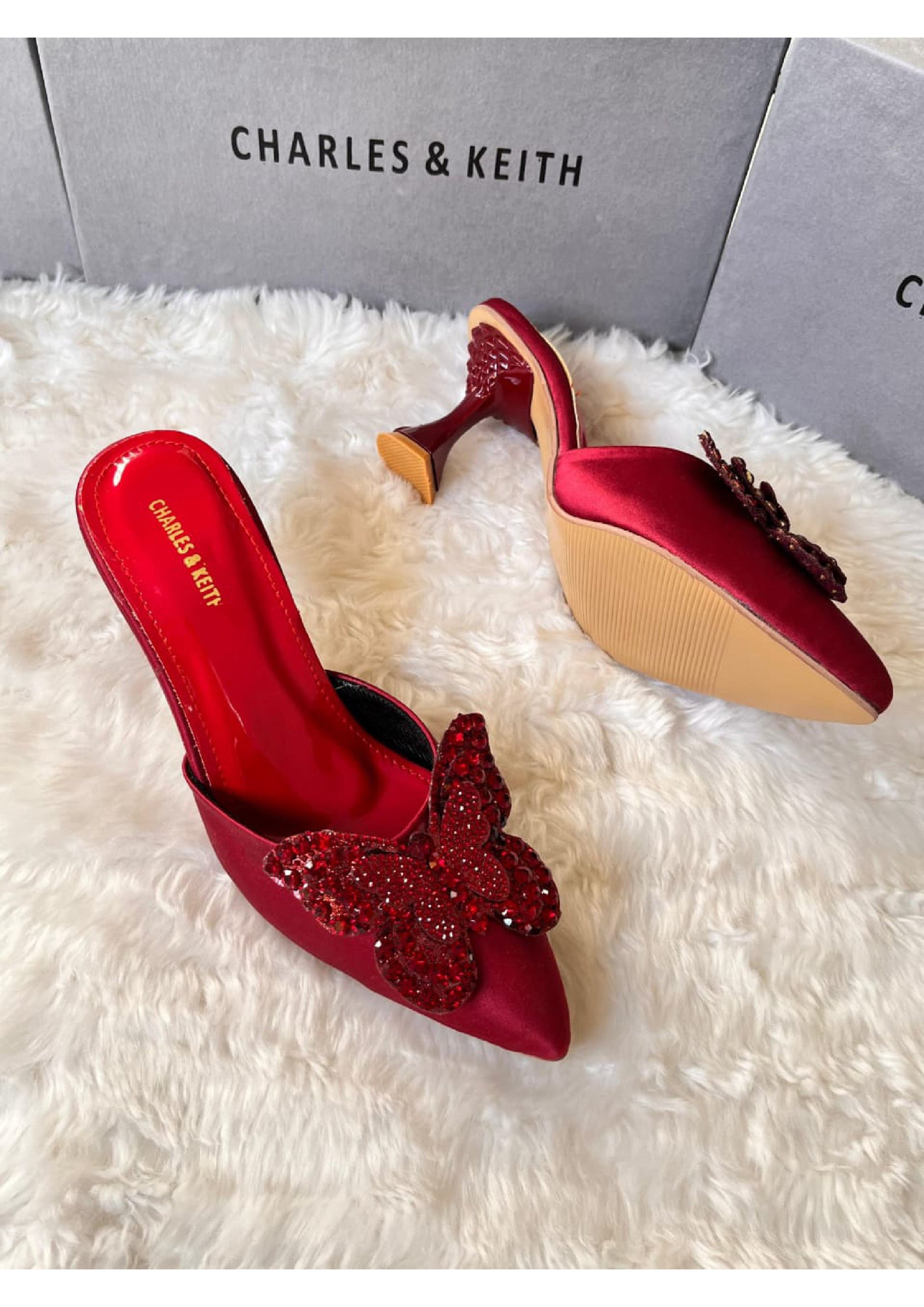 CHARLES AND KEITH RED HEELS