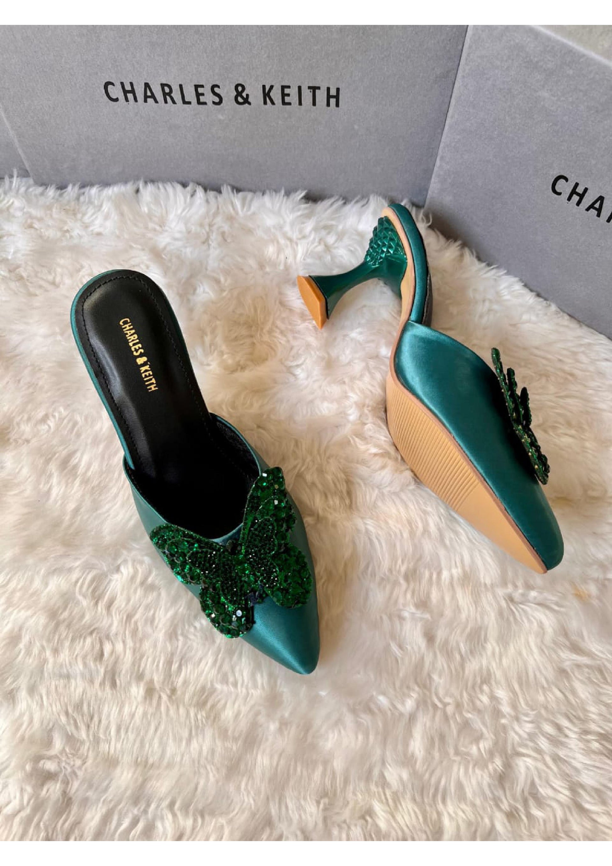 CHARLES AND KEITH GREEN HEELS