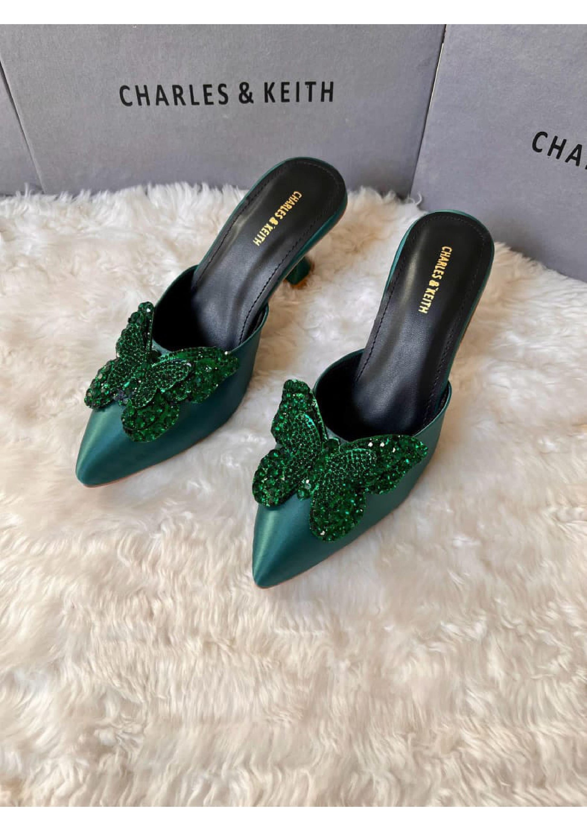 CHARLES AND KEITH GREEN HEELS