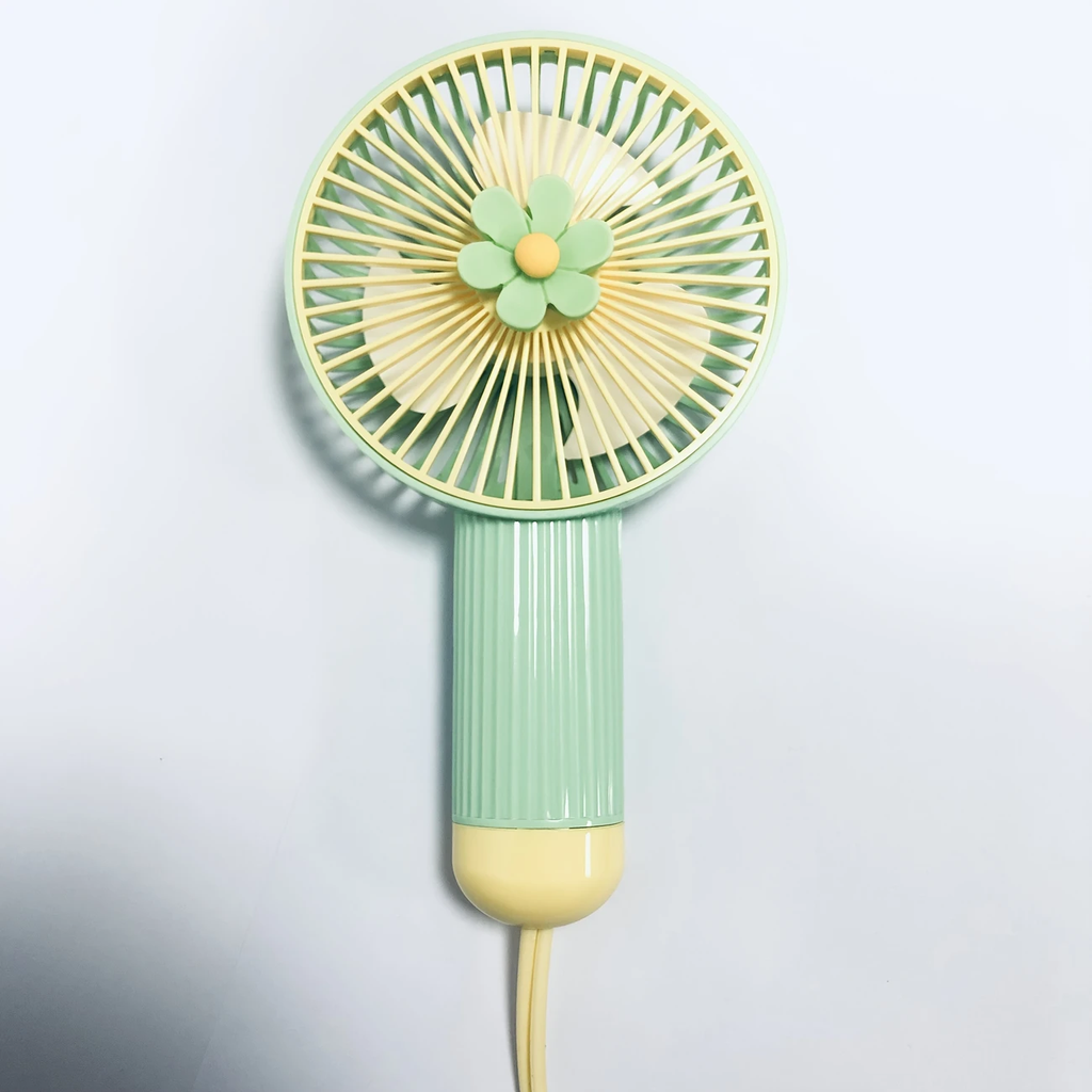 Chic Floral Handheld Fan with USB Rechargeable Battery, 3-Speed Adjustable Wind, Portable & Stylish
