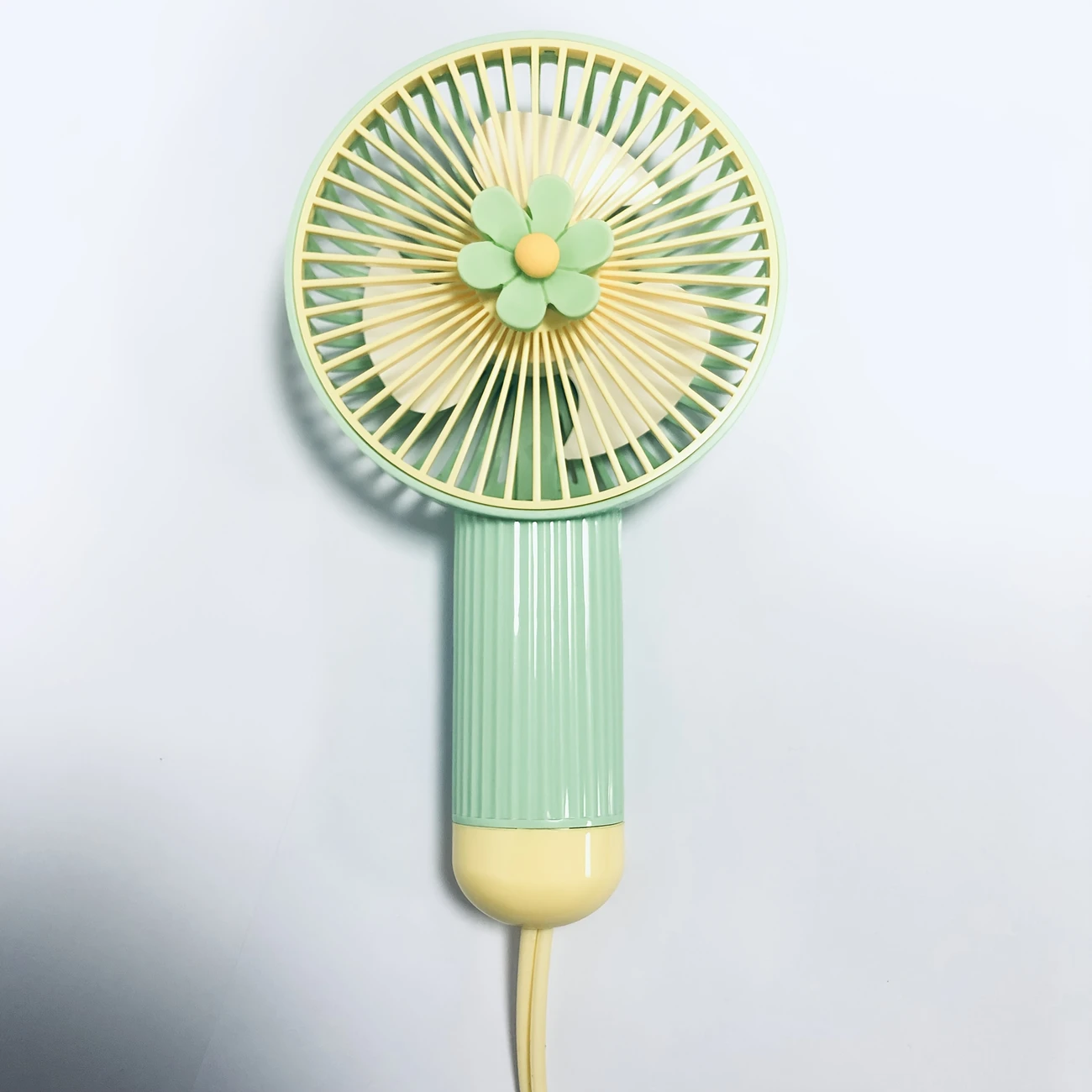 Chic Floral Handheld Fan with USB Rechargeable Battery, 3-Speed Adjustable Wind, Portable & Stylish