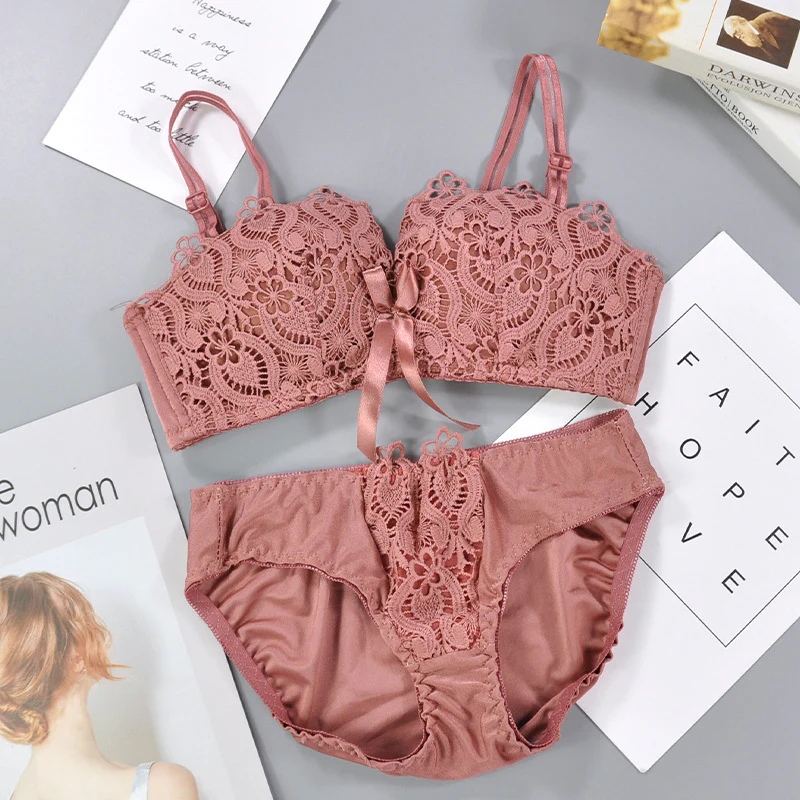 Half Cup Bow Style Soft Cup Net Bra ( Bra with Panty )