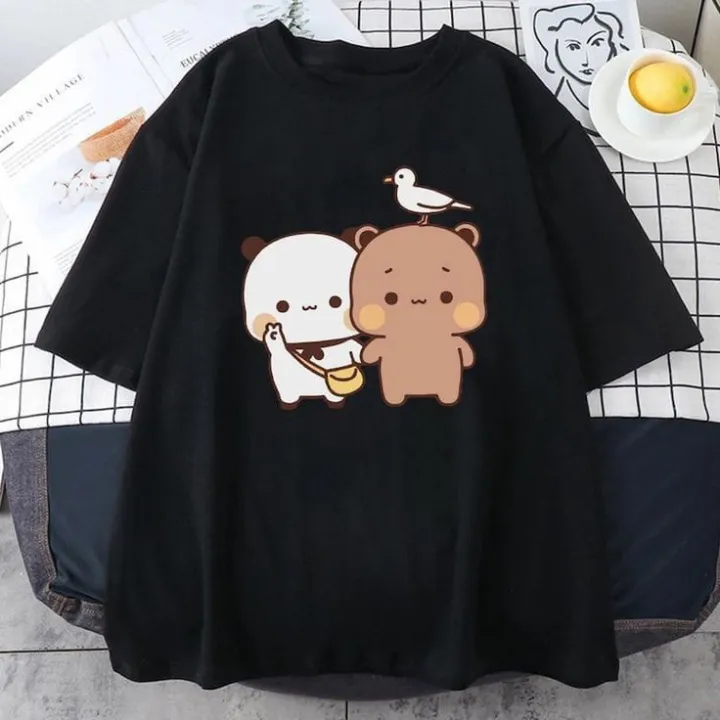 Black Printed Round Neck Tees For Women's