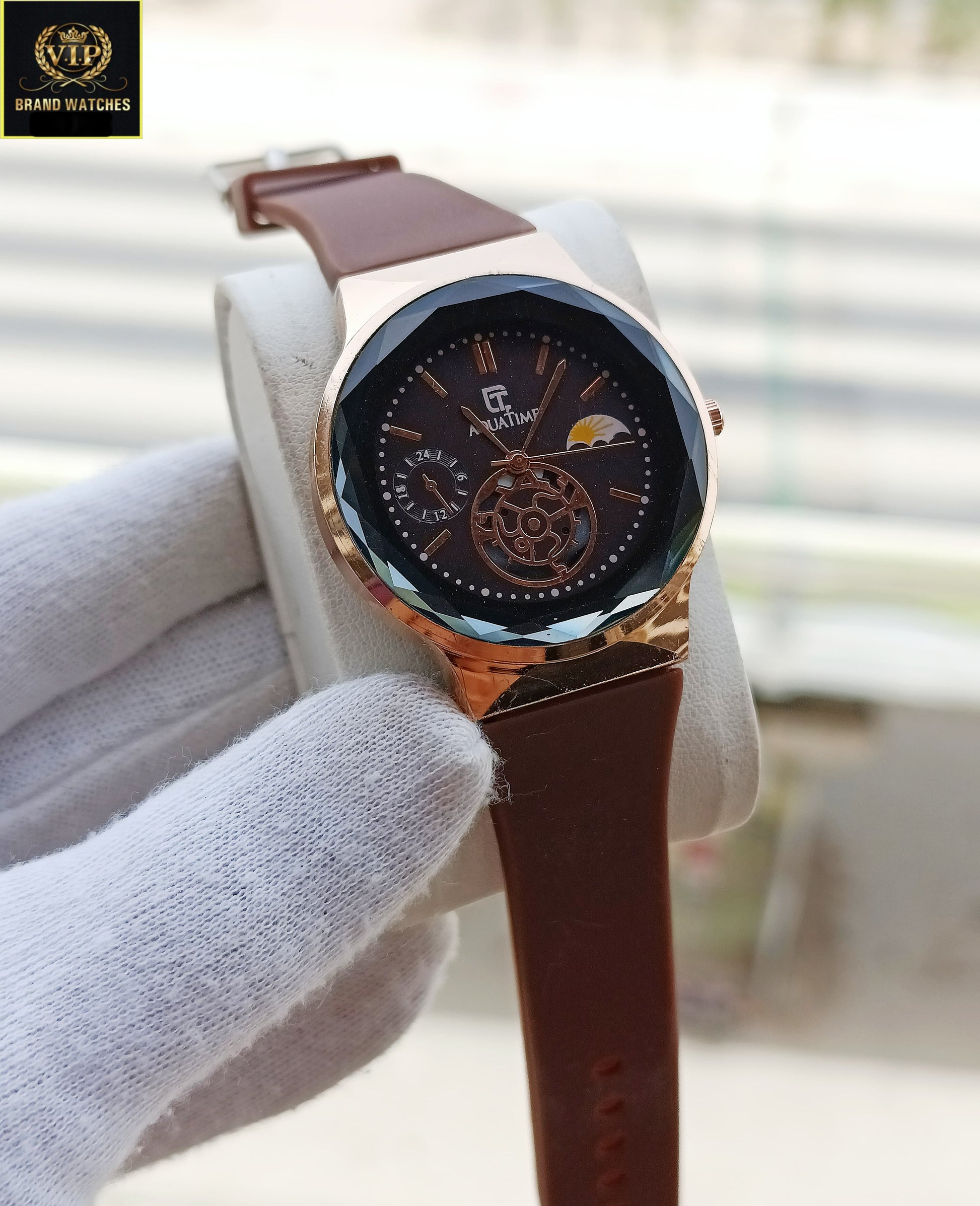 Men Leather Strap Aquatime Premium Watch AZ-01