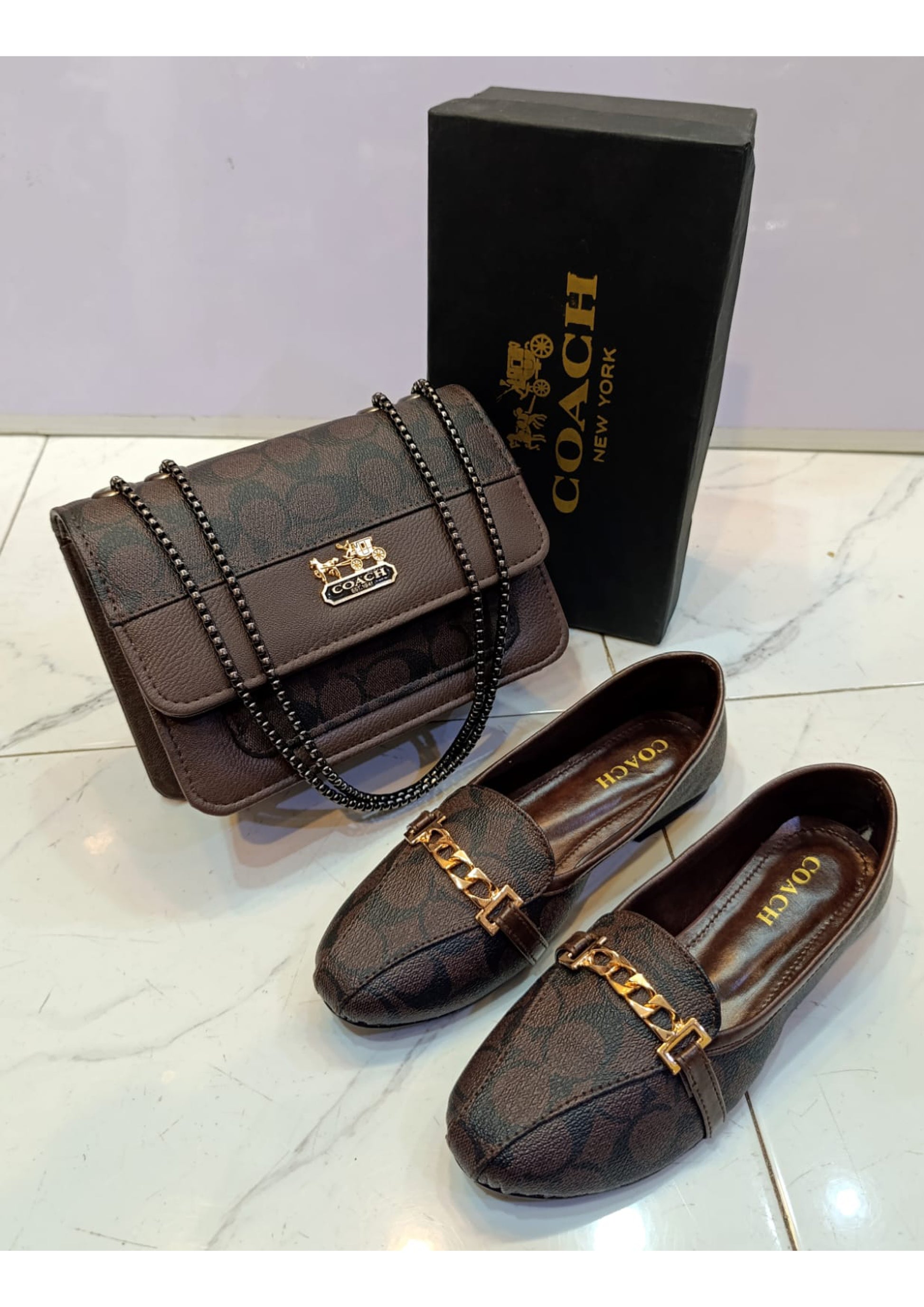COMBO DEAL PACK OF 2 COACH CROSS BODY BAG & COACH FLAT PUMPS