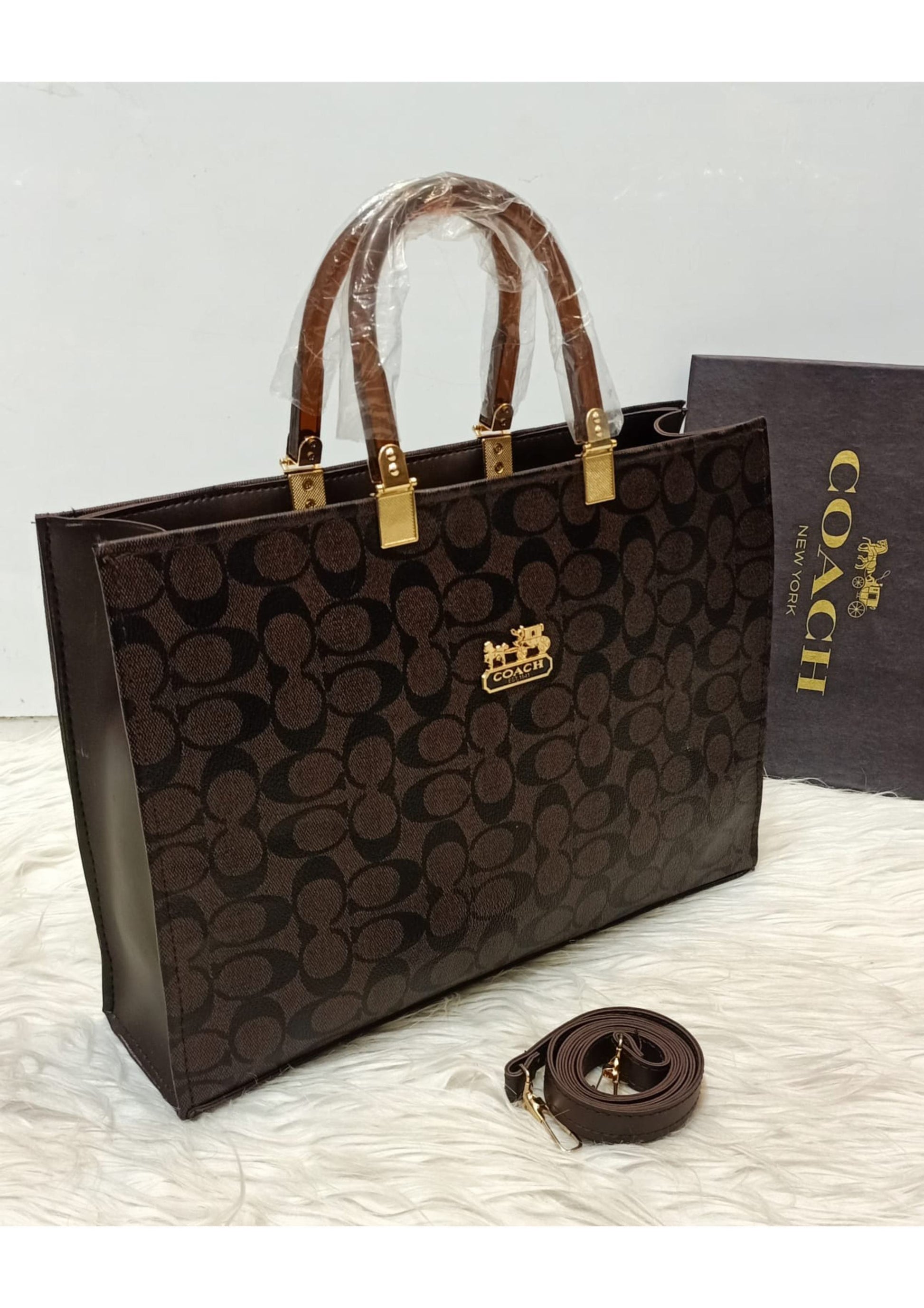 COACH BLACK & BROWN TOTE BAG